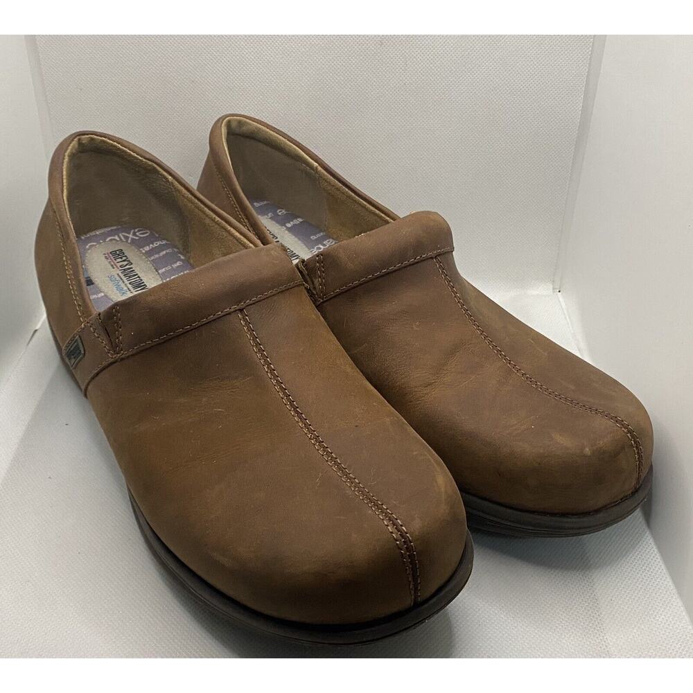 Greys Anatomy Softwalk Clogs Brown Leather Shoes Womens Size 11 M Nurse Comfort